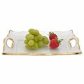 Tarifa 7 x 11 Hand Decorated Scalloped Edge Gold Leaf Vanity or Snack Tray with Cut Out Handles TA3094049